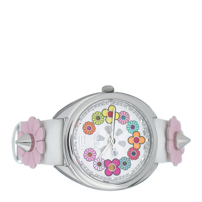 Fendi Stainless Steel Calfskin 34mm Momento Flower Quartz Watch 2 of 5