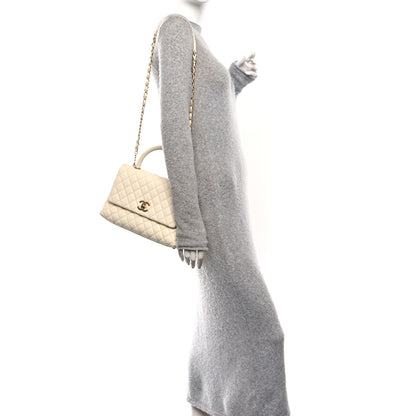 Chanel Caviar Quilted Small Coco Handle Flap White 2 of 10