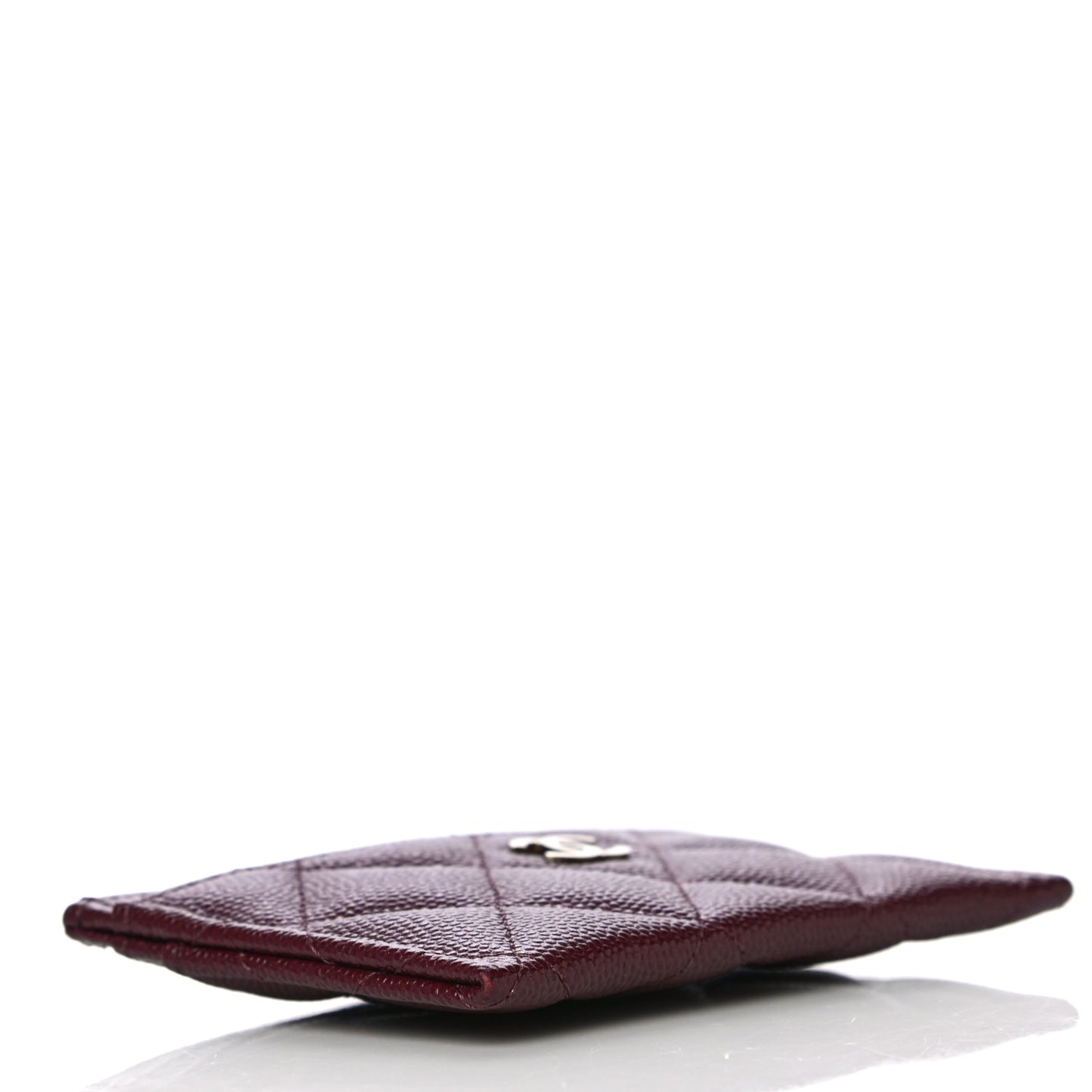 Caviar Quilted Card Holder Burgundy