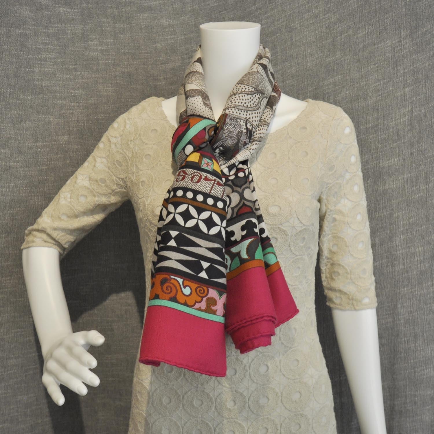 Hermes Cashmere Silk La Femme Aux Semelles de Vent Shawl 140 2 of 9