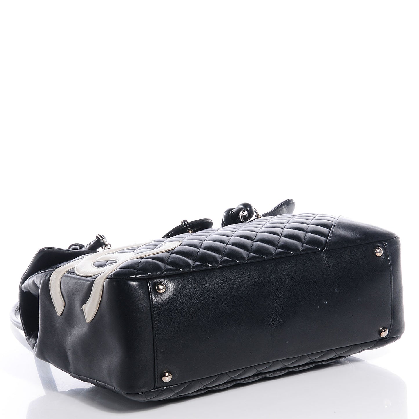 Calfskin Quilted Large Cambon Flap Black White