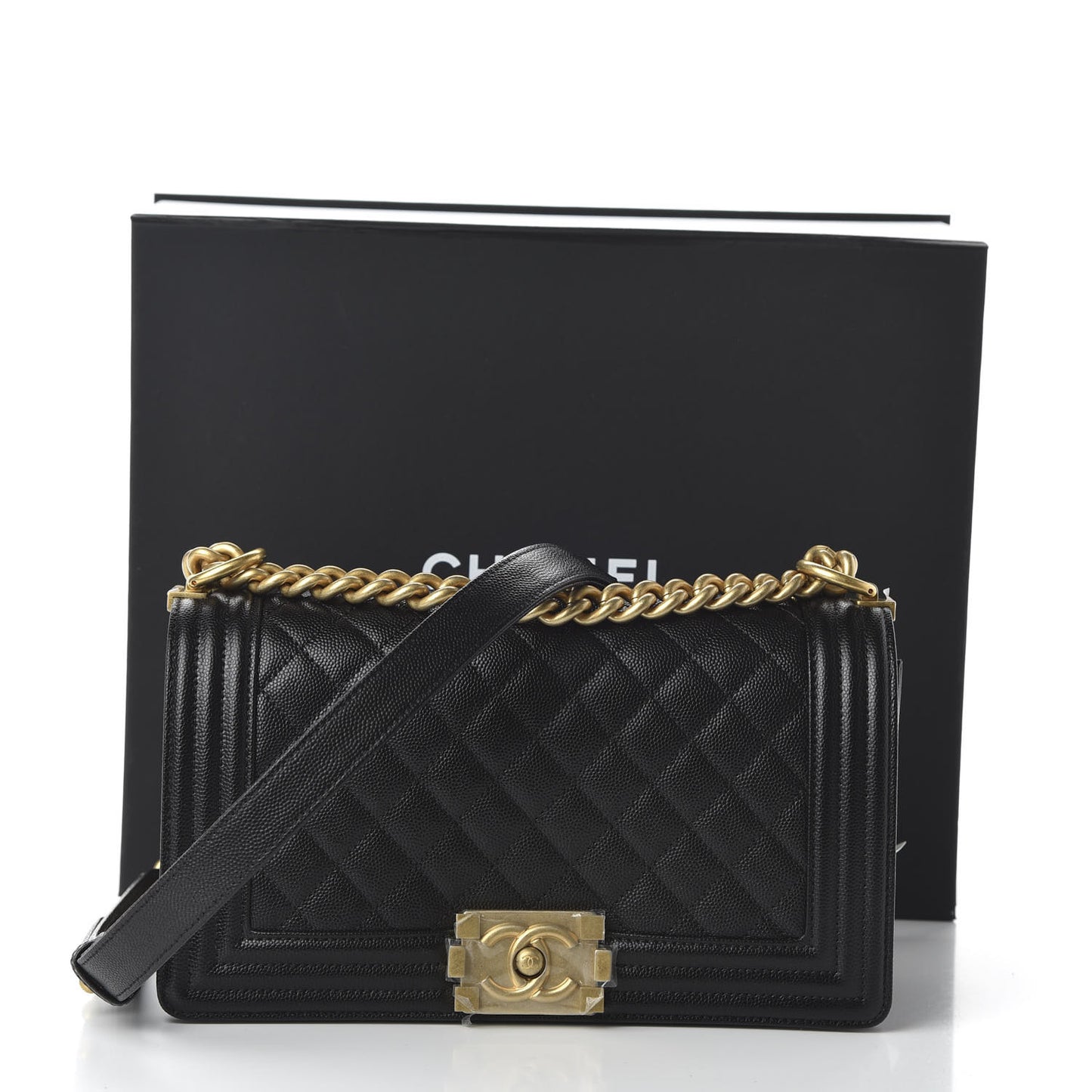 Caviar Quilted Medium Boy Flap Black