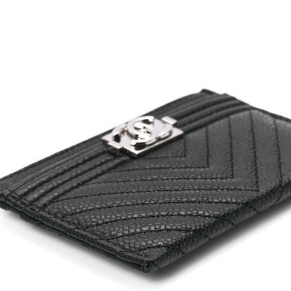 Chanel Caviar Chevron Quilted Boy Card Holder Black 11 of 12