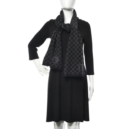 Louis Vuitton Wool Petit Damier Graphite Scarf Black 2 of 4