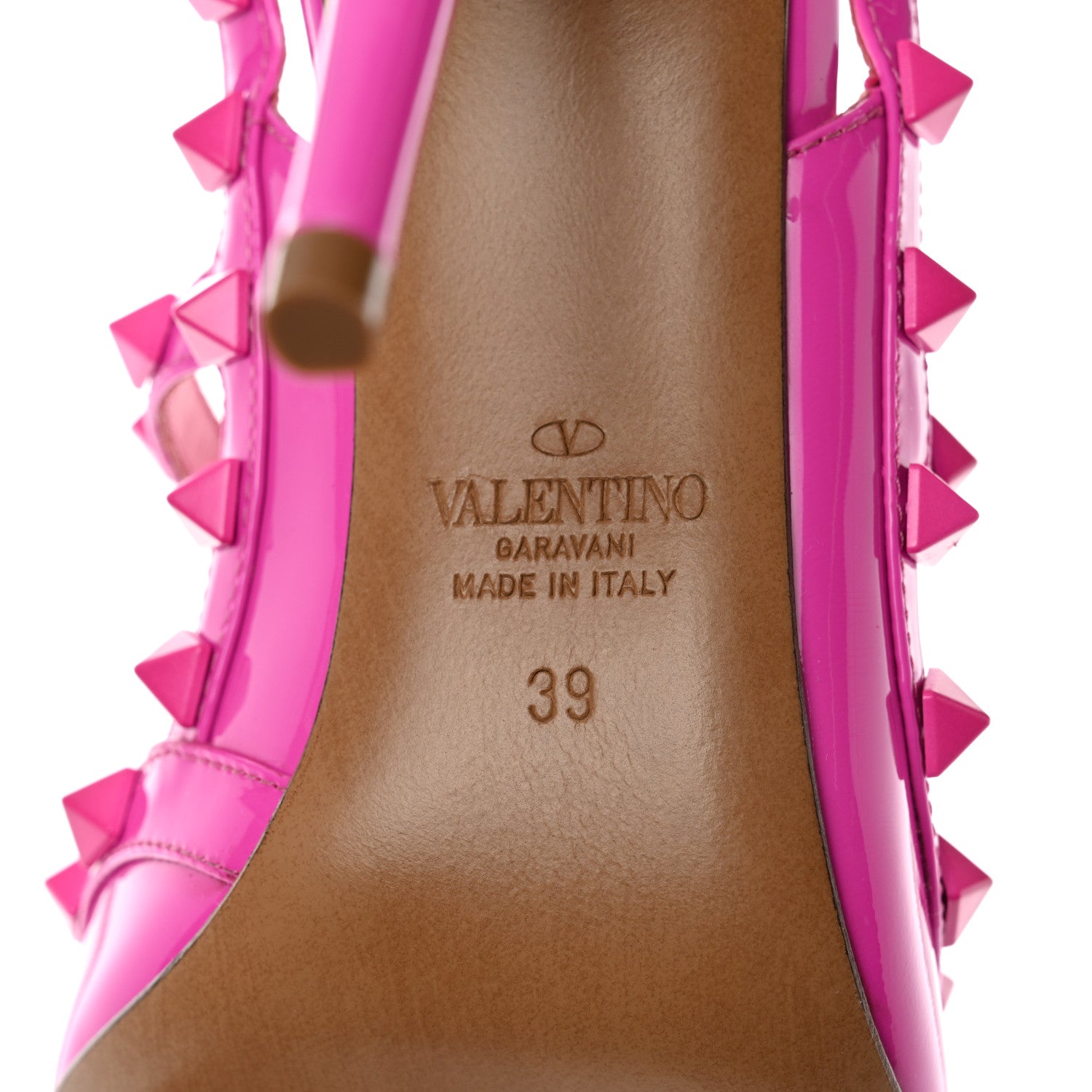 Valentino Garavani Patent Lacquer Monochrome Rockstud Ankle Strap 100mm Pumps 39 Pink PP 8 of 9