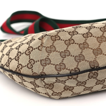 Gucci Monogram Web Medium Half Moon Hobo Dark Brown 9 of 12