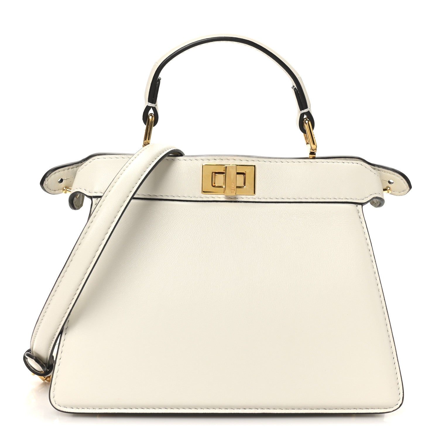 Fendi Shiny Nappa Petite Peekaboo I SEE U Satchel White 1 of 11
