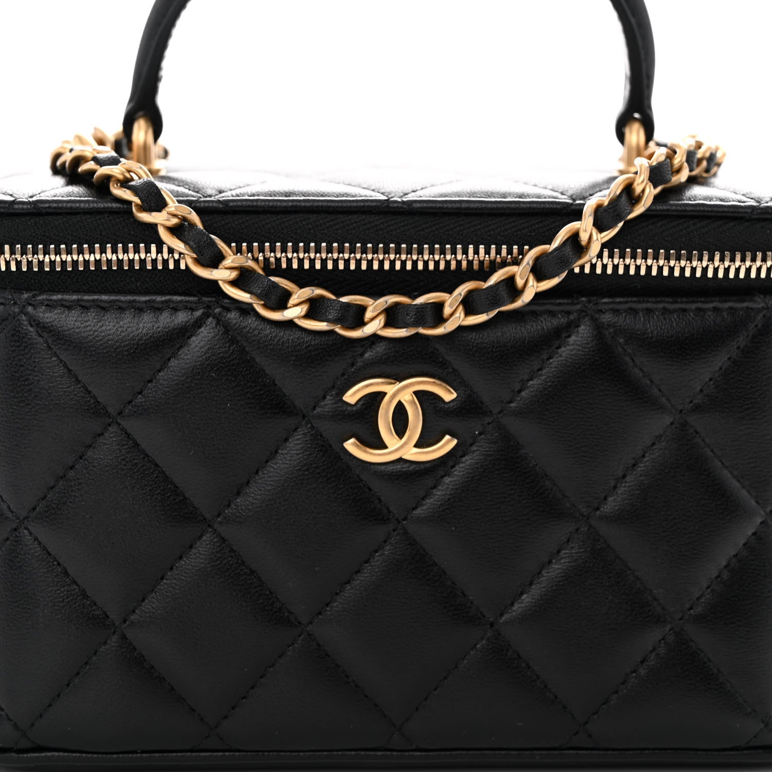 Chanel Lambskin Quilted Small Top Handle Vanity Case With Chain Black 8 of 10