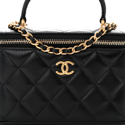Chanel Lambskin Quilted Small Top Handle Vanity Case With Chain Black 8 of 10