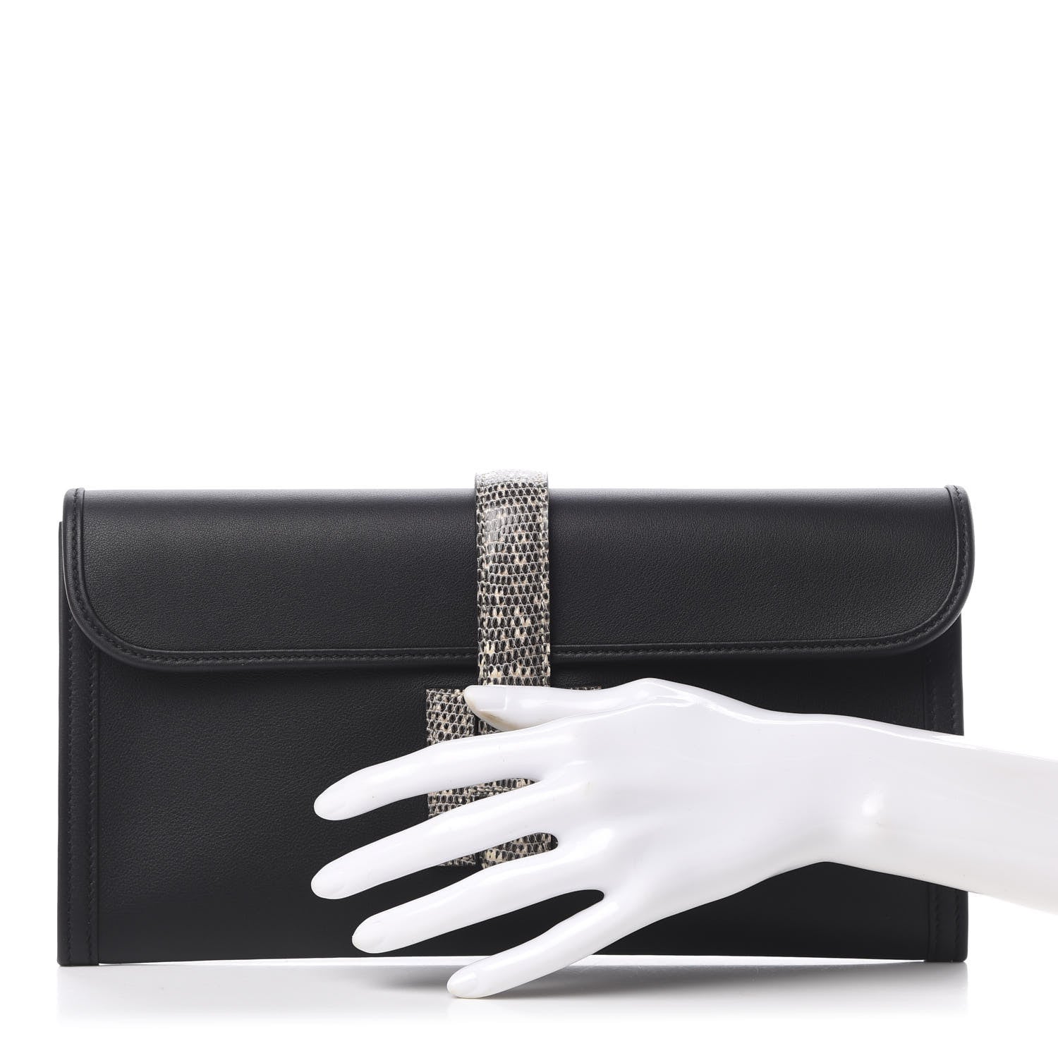Hermes Swift Lizard Jige Elan Touch 29 Clutch Black Ombre 2 of 8