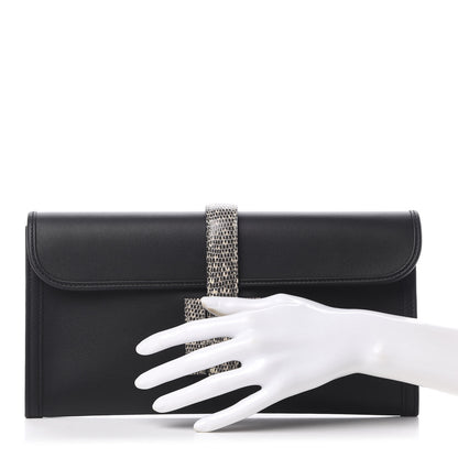 Hermes Swift Lizard Jige Elan Touch 29 Clutch Black Ombre 2 of 8