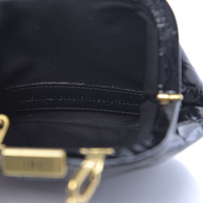 Balenciaga Shiny Supple Calfskin Logo Crocodile Embossed Cloud Coin Purse With Strap Black White 7 of 11