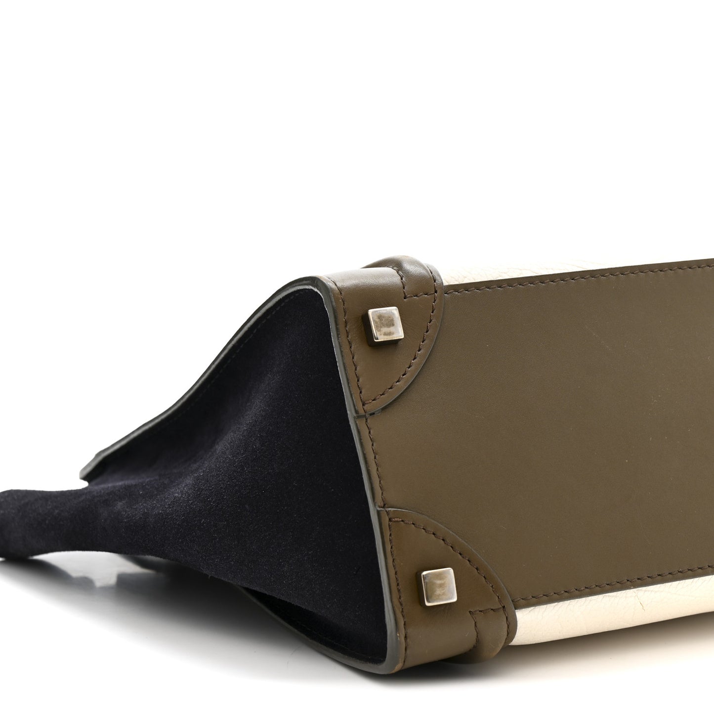 Textured Calfskin Suede Tri-color Mini Luggage Cream