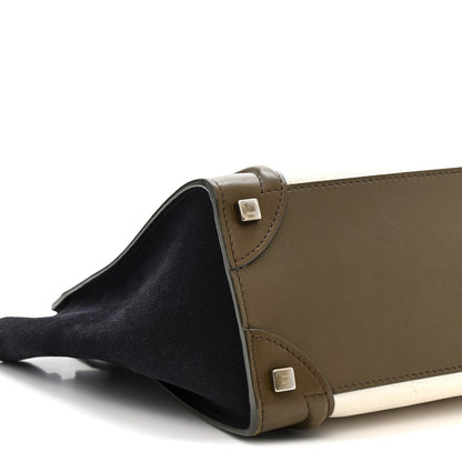 Celine Textured Calfskin Suede Tri-color Mini Luggage Cream 9 of 12