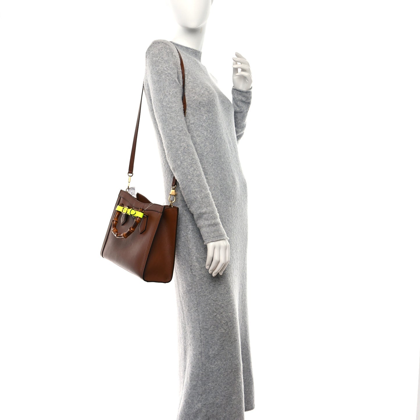 Wonka Grain Calfskin Small Diana Tote Bag Cuir Yellow Fluo