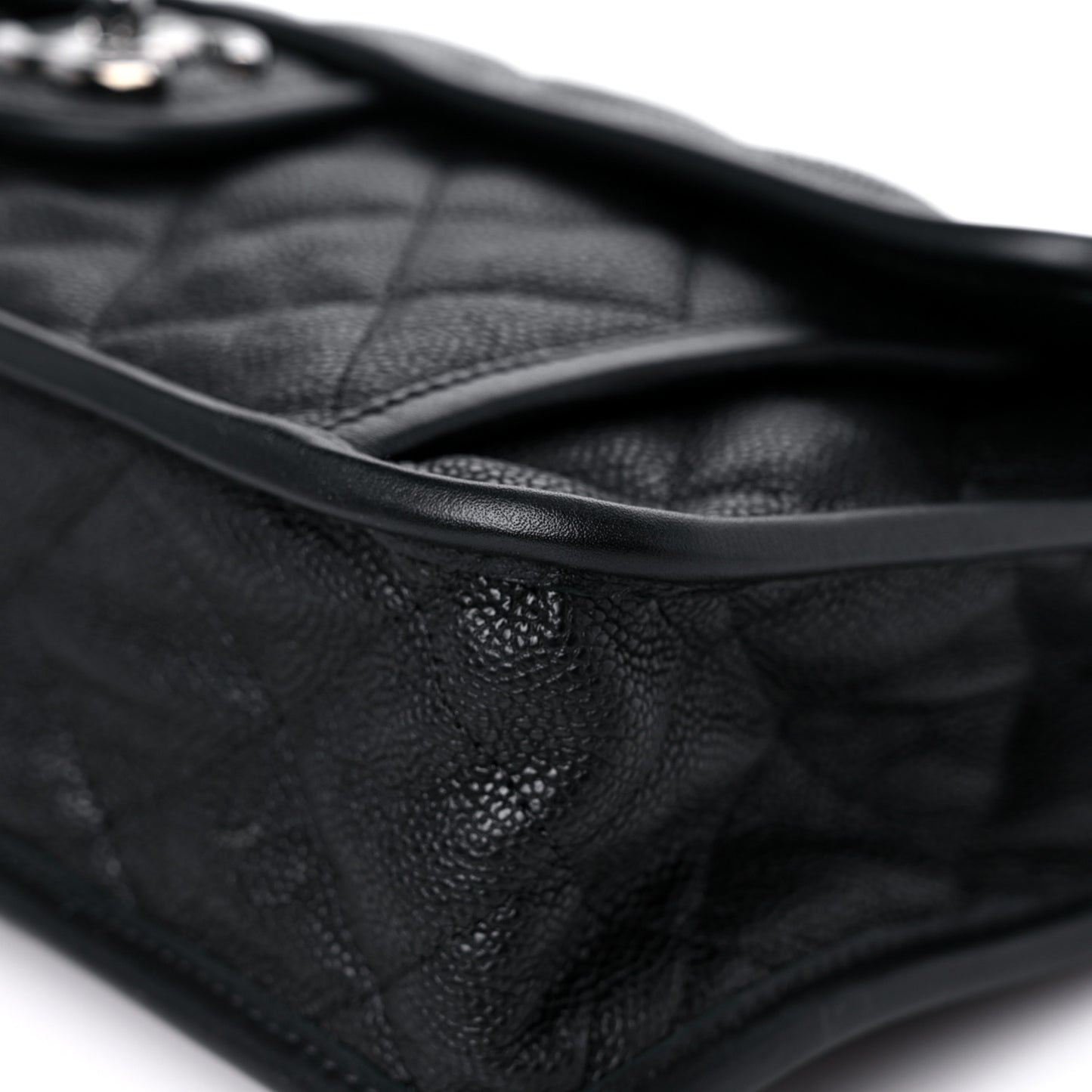 Caviar Quilted Large French Riviera Flap Black