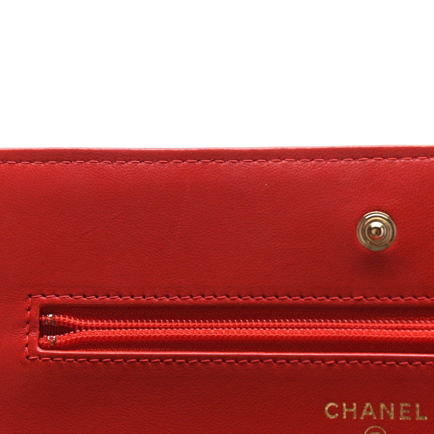 Chanel Lambskin Quilted Wallet On Chain WOC Red 12 of 14