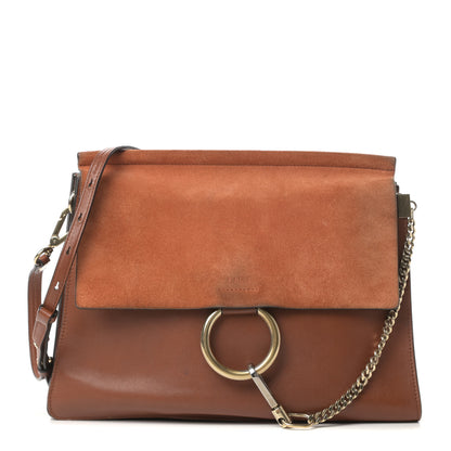 Chloe Suede Calfskin Medium Faye Shoulder Bag Tobacco 1 of 20