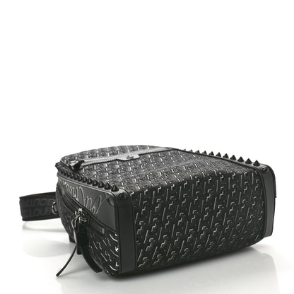 Christian Louboutin Calfskin Nylon Embossed Backparis Spiked Backpack Black 4 of 9
