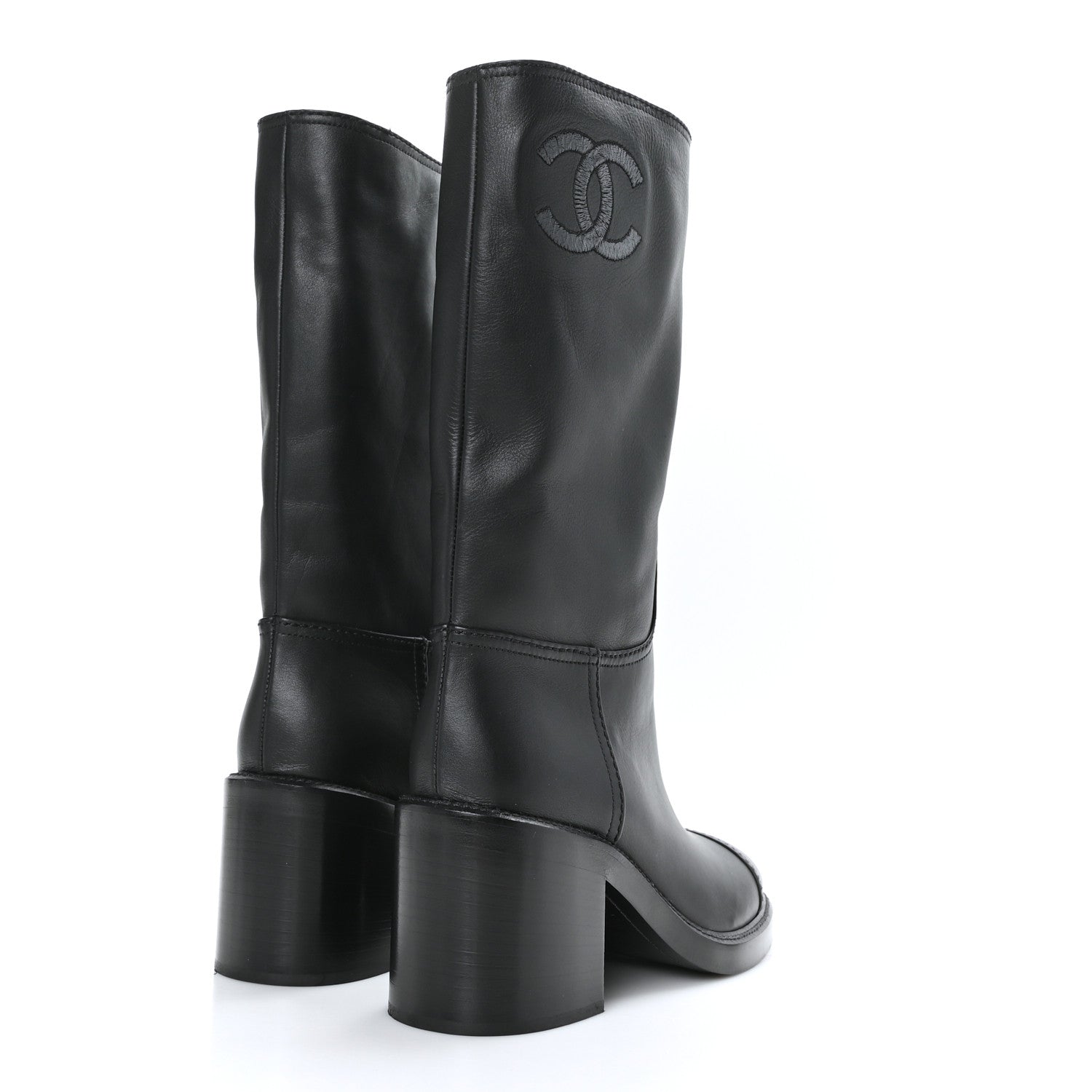 Chanel Calfskin Cap Toe High Boots 40 Black 4 of 9