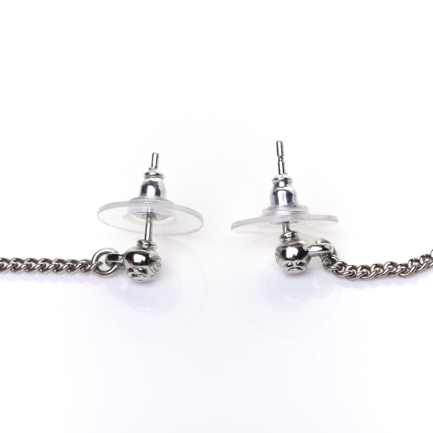 Baguette Crystal CC Drop Earrings Silver