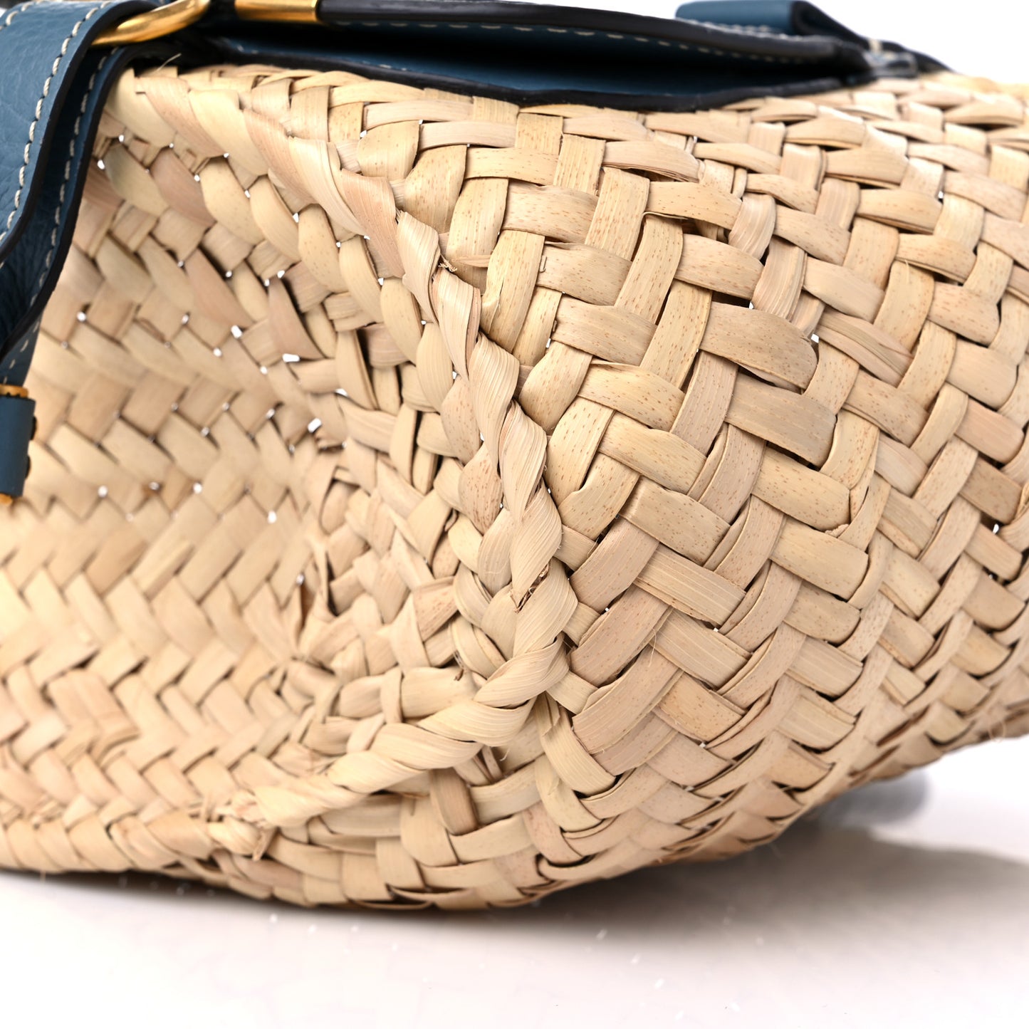 Raffia Small Grain Calfskin Mini Marcie Basket Mirage Blue