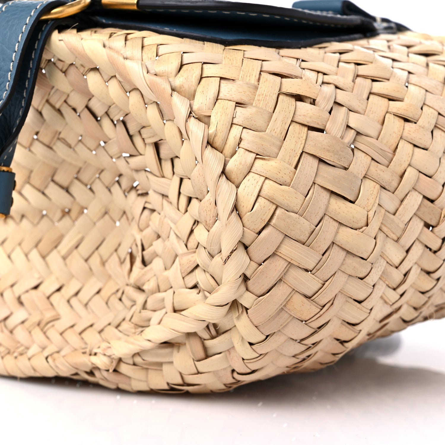 Chloe Raffia Small Grain Calfskin Mini Marcie Basket Mirage Blue 7 of 11