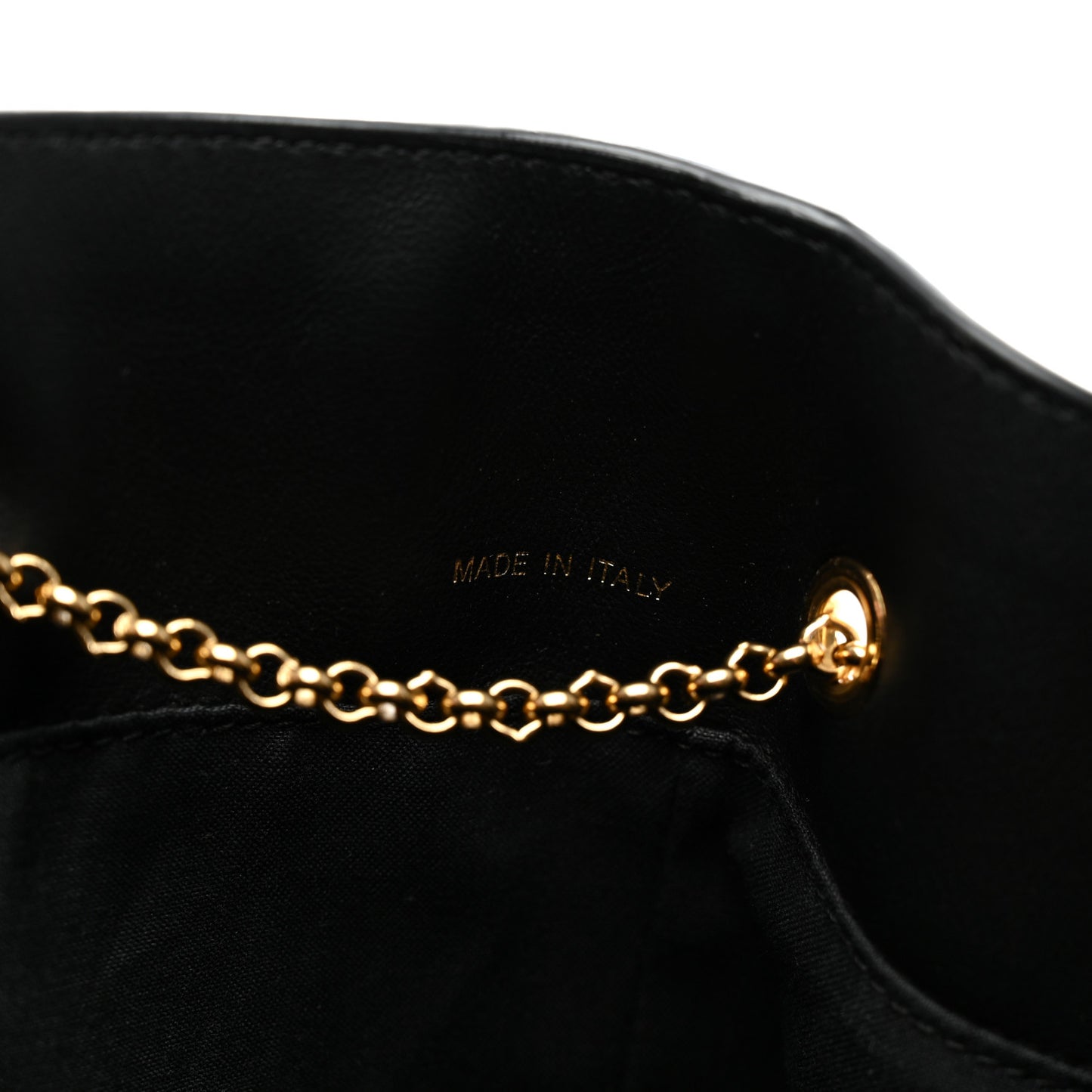 Vitello Grace King Karligraphy Chain Bucket Bag Black Bisquit