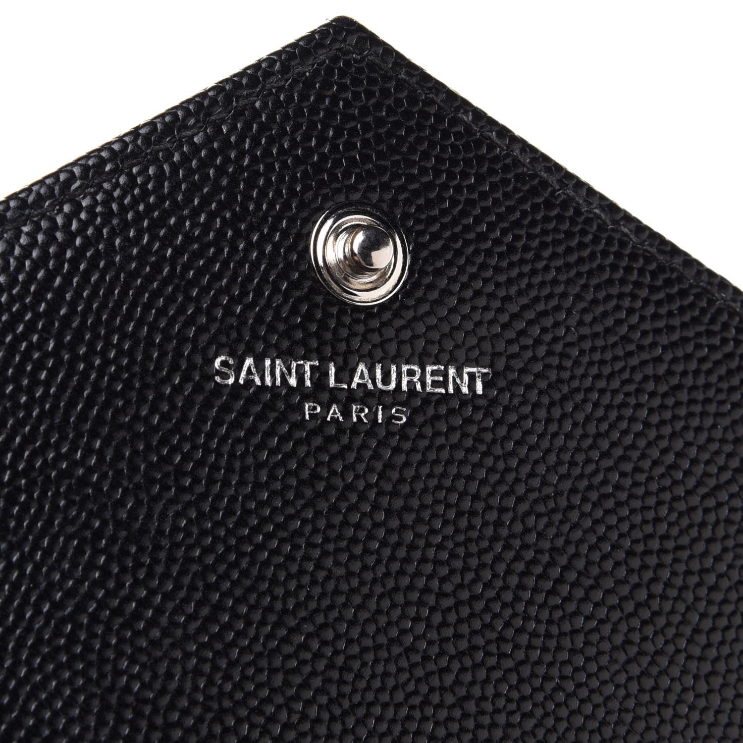 Saint Laurent Grain De Poudre Matelasse Chevron Monogram Chain Wallet Black 6 of 12