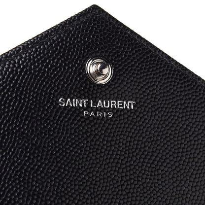 Saint Laurent Grain De Poudre Matelasse Chevron Monogram Chain Wallet Black 6 of 12