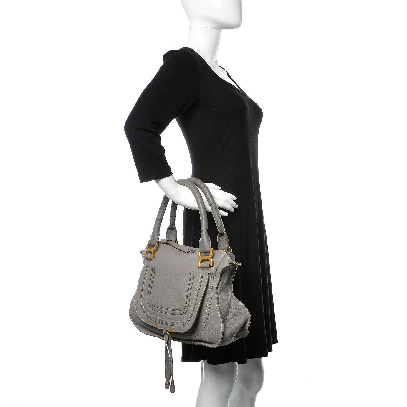 Calfskin Medium Marcie Satchel Cashmere Grey