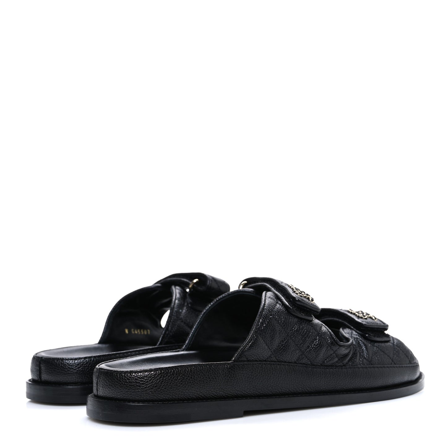 Grained Calfskin Velcro Dad Sandals 42 Black