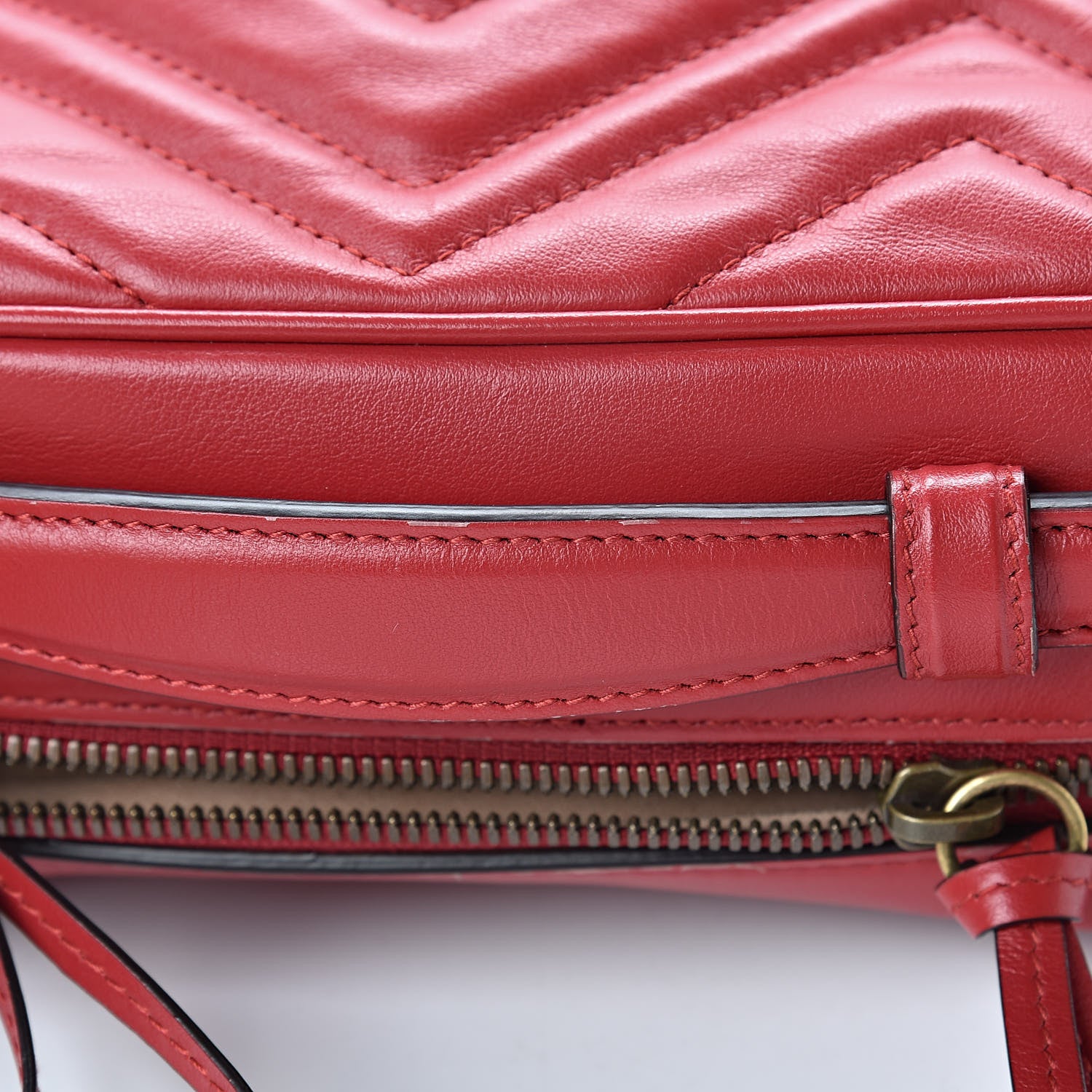 Gucci Calfskin Matelasse Sylvie Web Small GG Marmont Top Handle Shoulder Bag Hibiscus Red 12 of 13