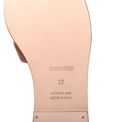 Hermes Box Calfskin Oran Sandals 37 Gold 6 of 9