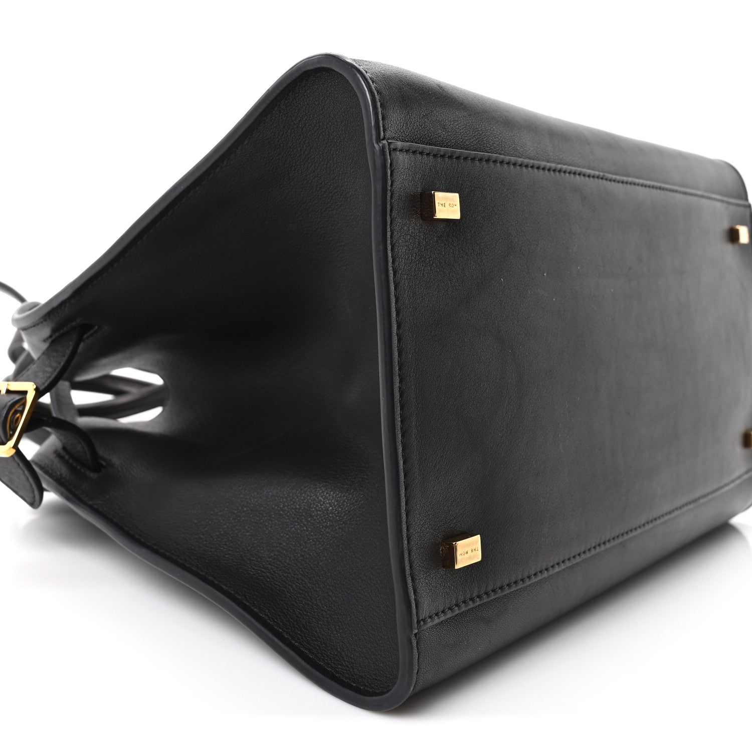The Row Polished Saddle Calfskin Soft Margaux 12 Black 8 of 9