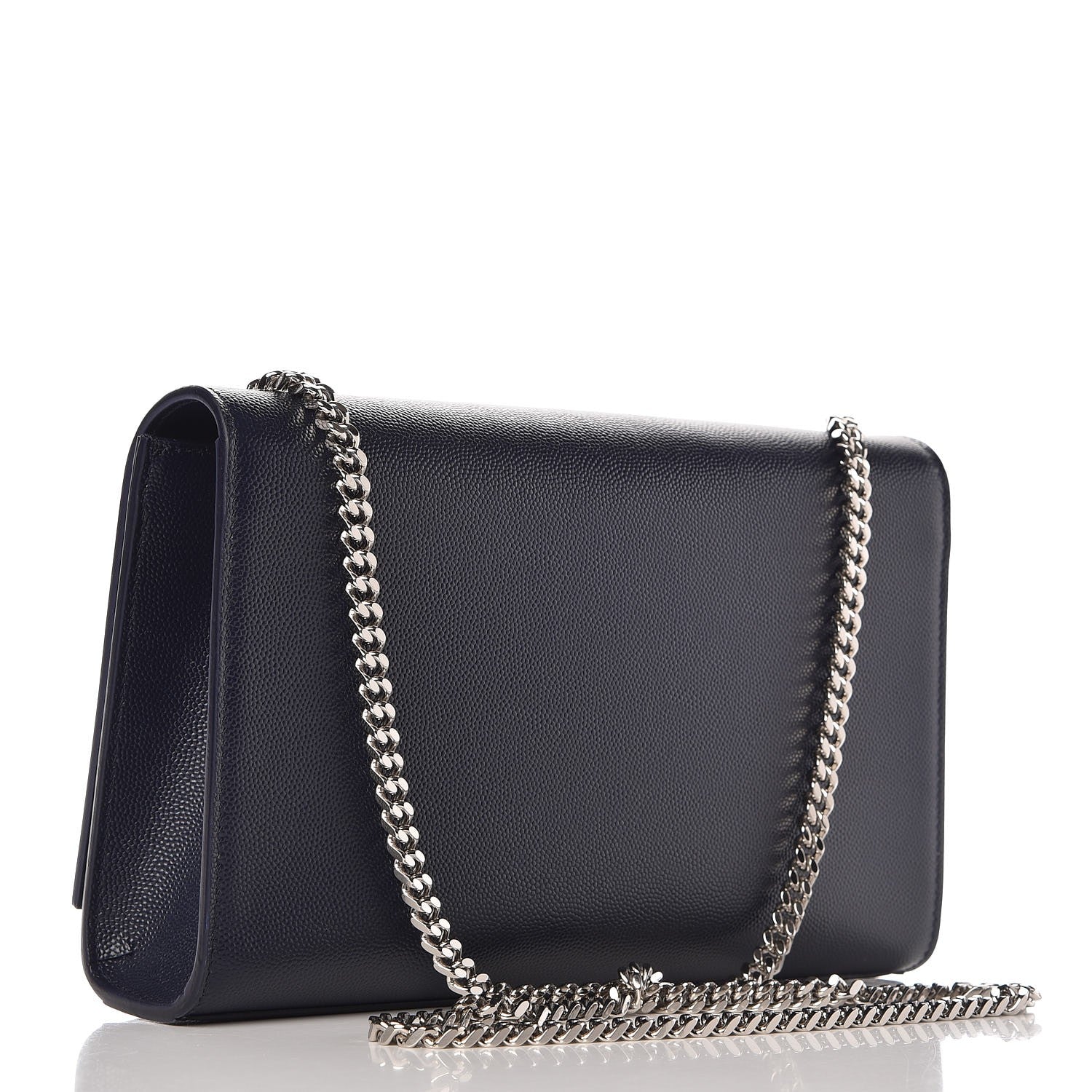 Saint Laurent Grain De Poudre Medium Classic Monogram Kate Satchel Deep Marine 3 of 7