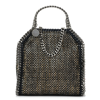Stella McCartney Metallic Woven Raffia Tiny Fold Over Falabella Black Gold 1 of 7