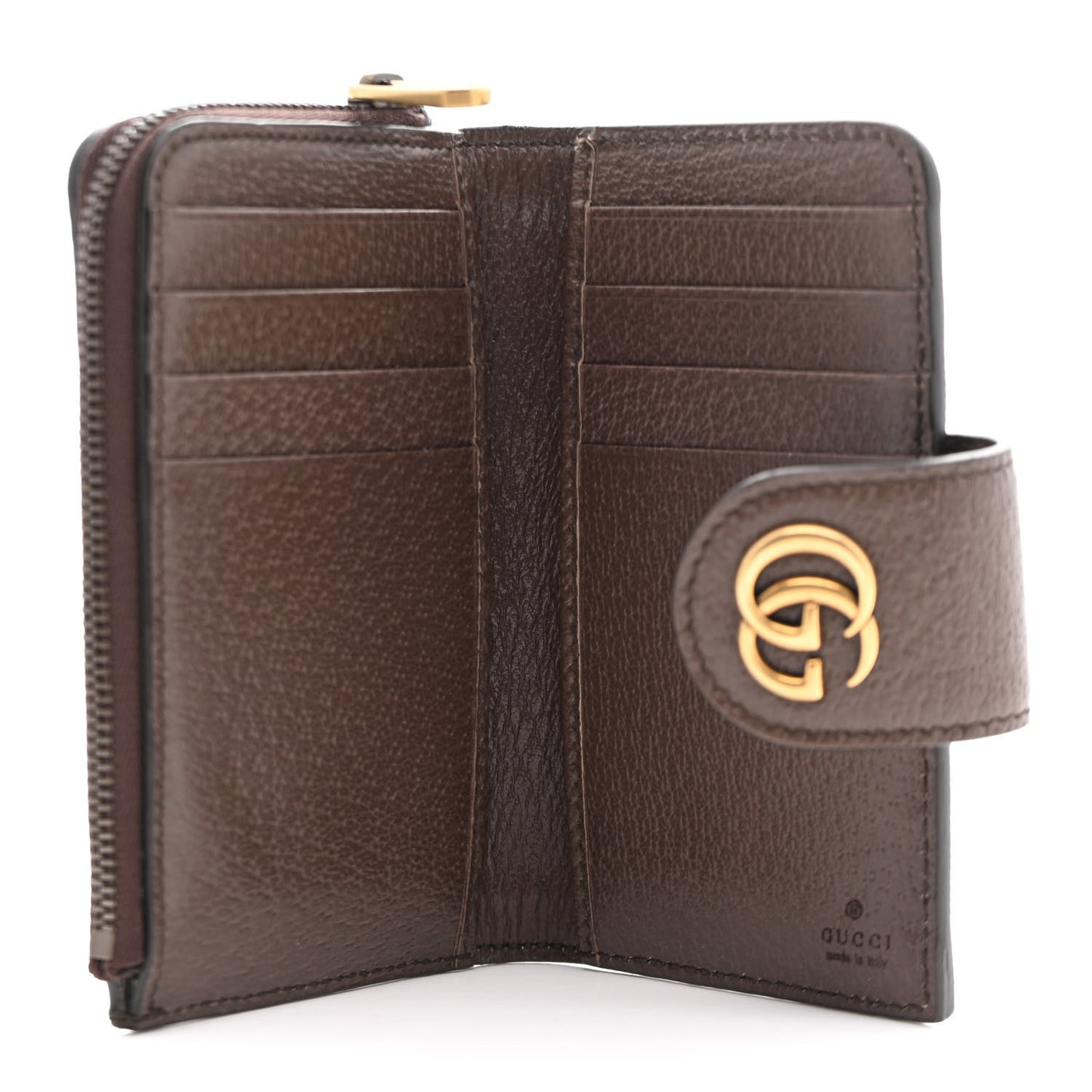 GG Supreme Monogram Textured Dollar Calfskin Web Ophidia Overlay Zip Around Card Case Wallet Beige Ebony New Acero