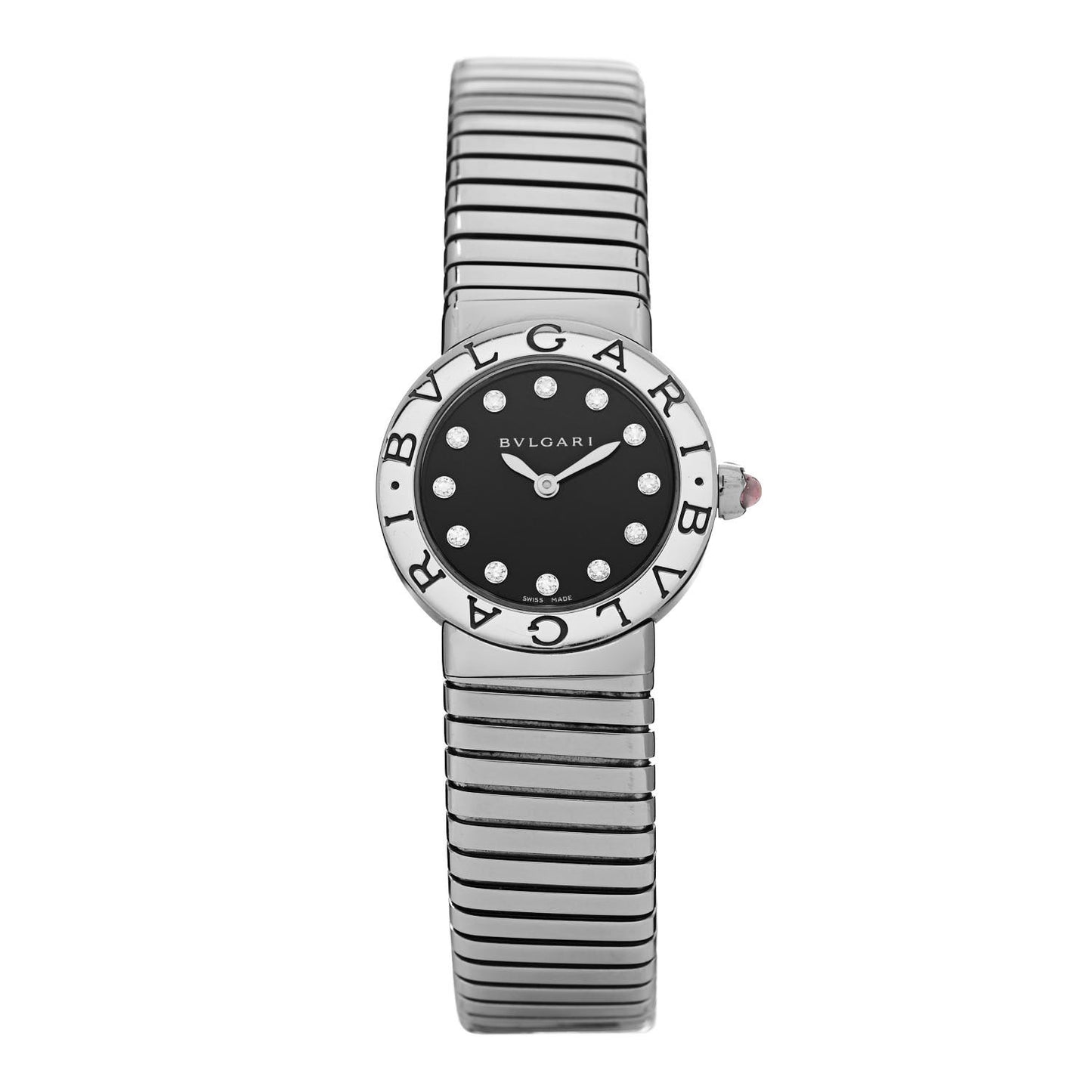 Stainless Steel Diamond 26mm Tubogas Quartz Watch Black