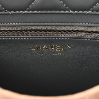 Chanel Shearling Sheepskin Single Flap Gray Pink Beige 6 of 13