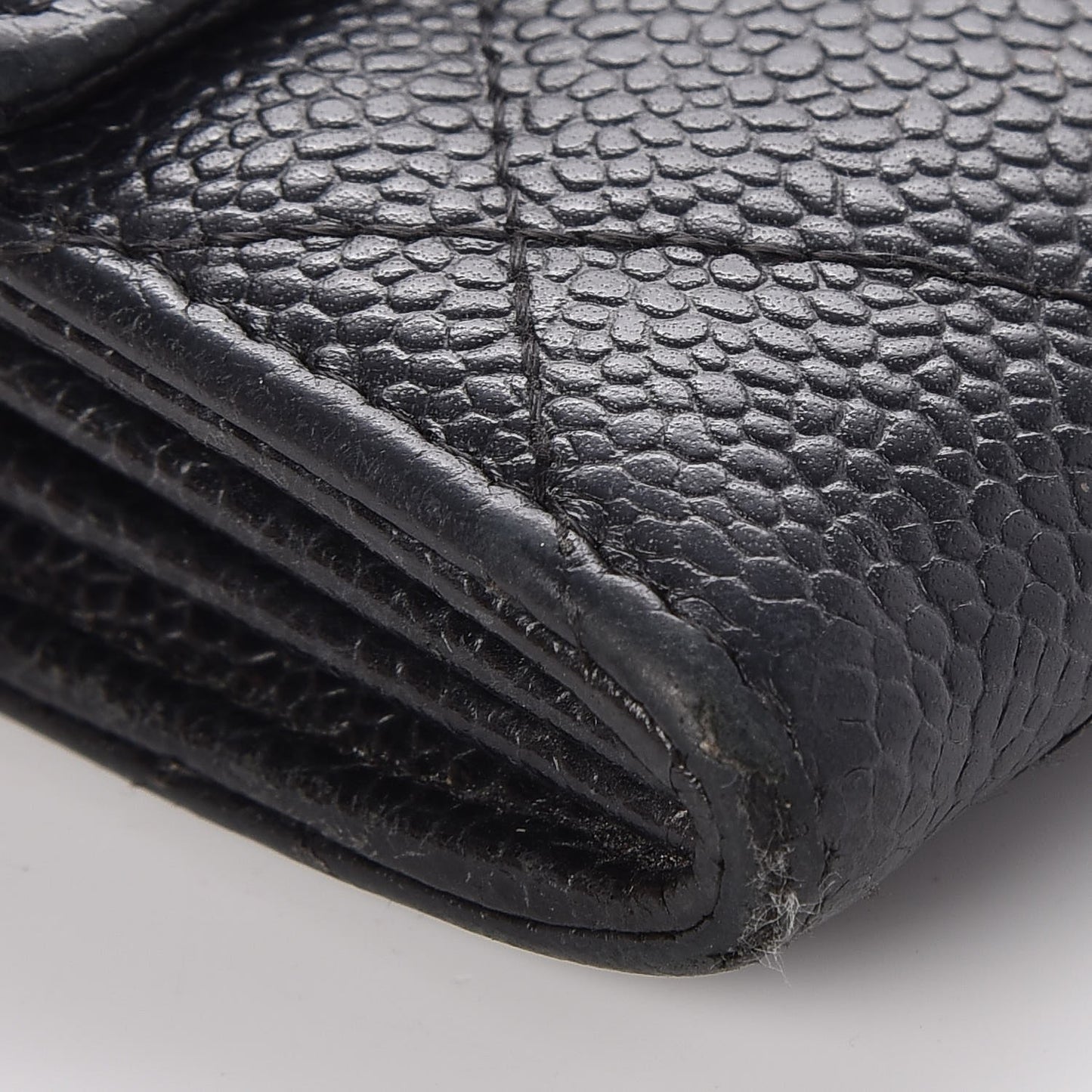 Caviar Quilted Large Gusset Flap Wallet Black