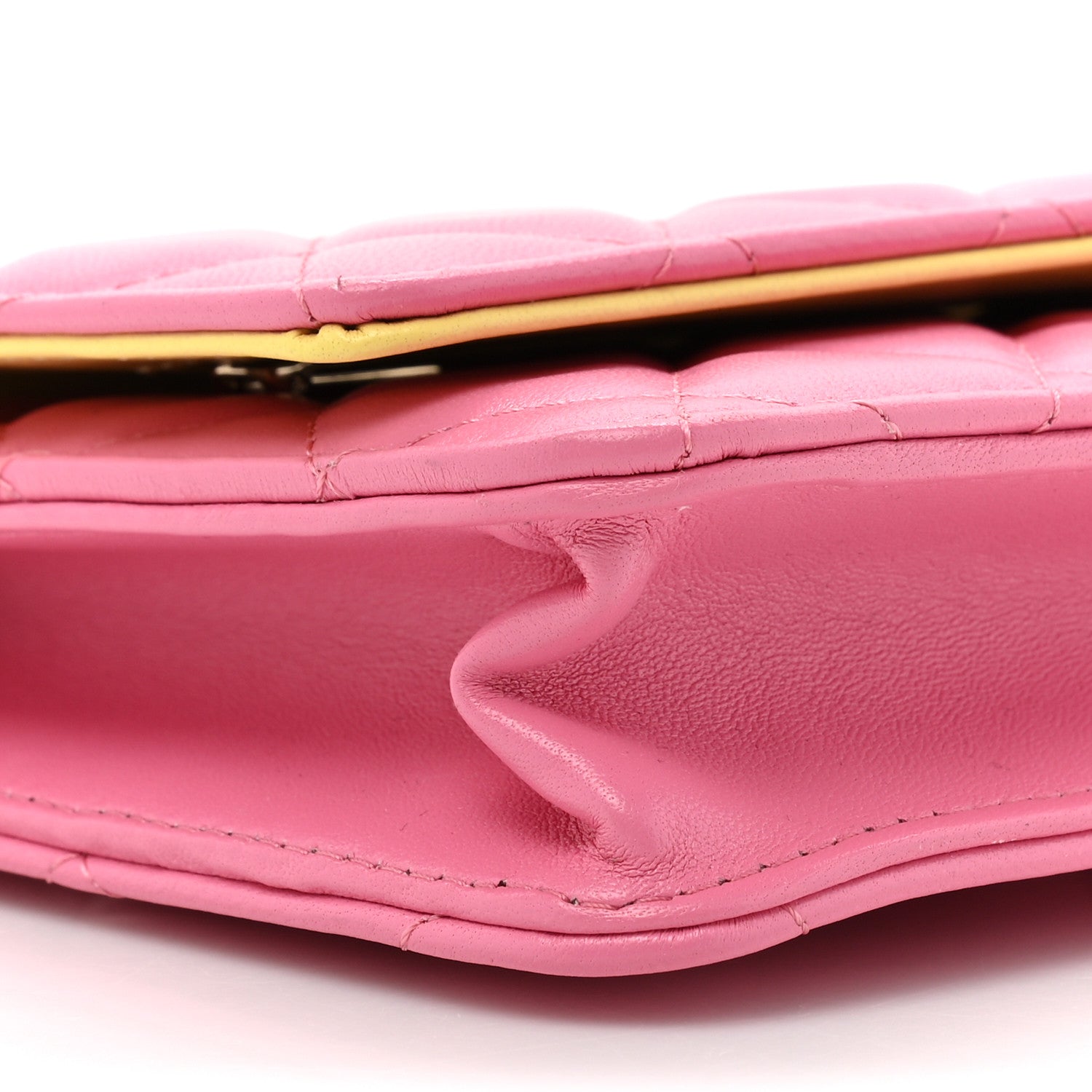 Chanel Lambskin Quilted Wallet On Chain WOC Pink Yellow 11 of 12