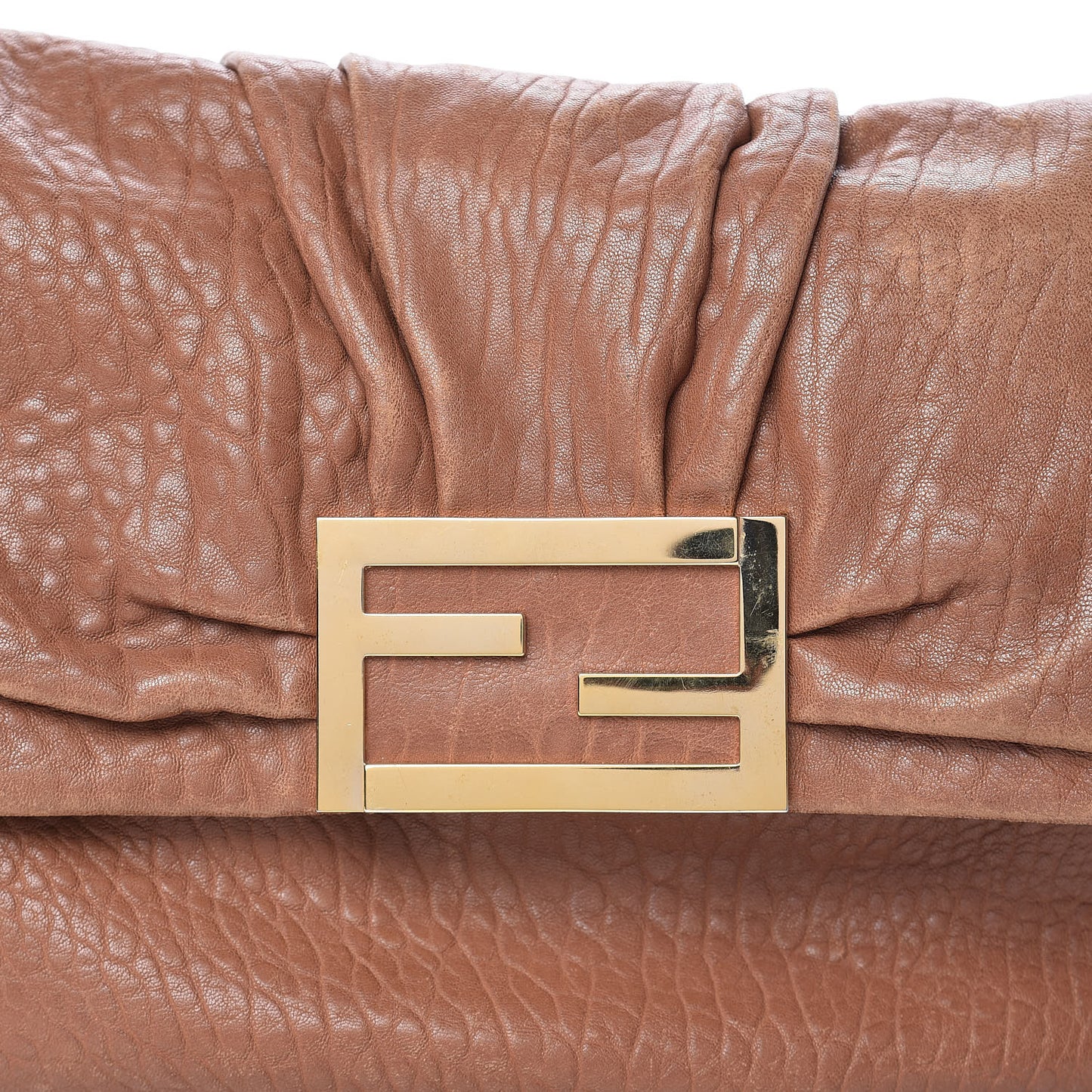 Crinkled Lambskin Mia Shoulder Flap Camel