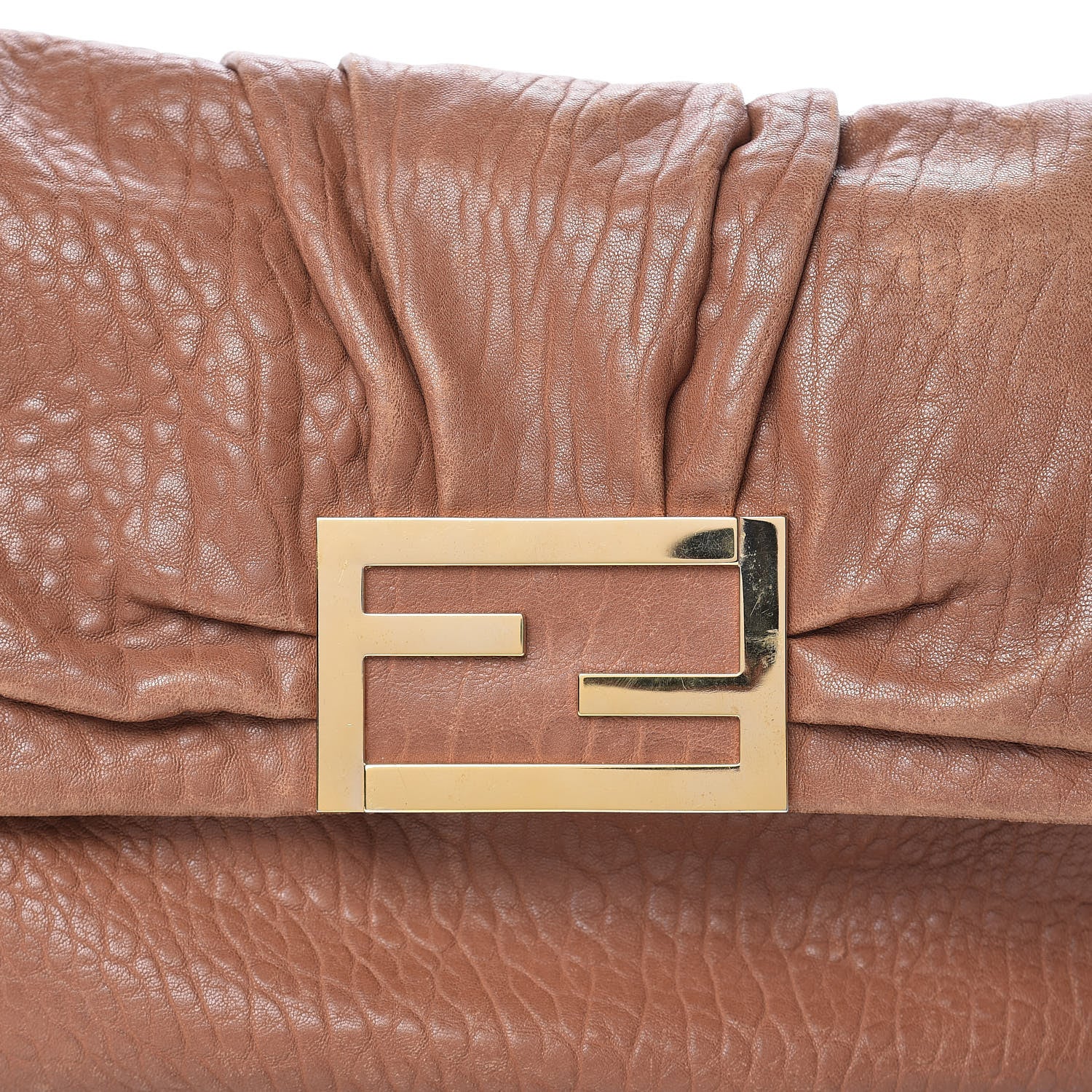 Fendi Crinkled Lambskin Mia Shoulder Flap Camel 13 of 20