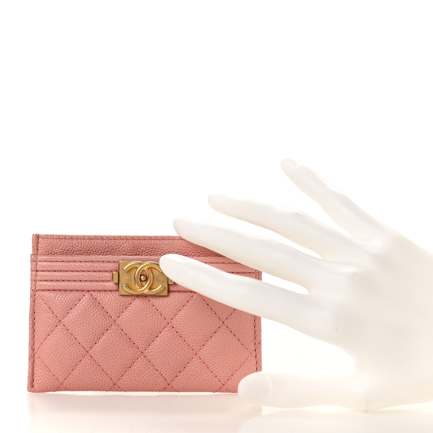 Chanel Caviar Quilted Boy Card Holder Light Pink 2 of 10