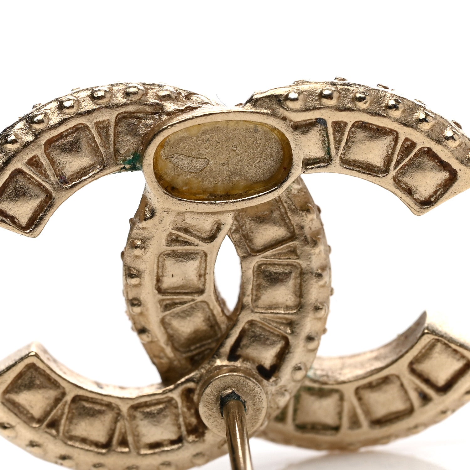 Chanel Crystal Timeless CC Earrings Gold 4 of 4
