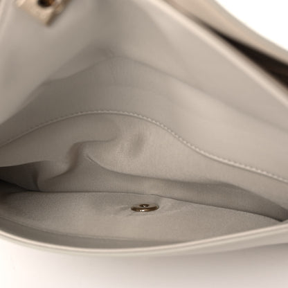 Chanel Sheepskin Chevron Quilted Double Chevron Wristlet Clutch White 6 of 12