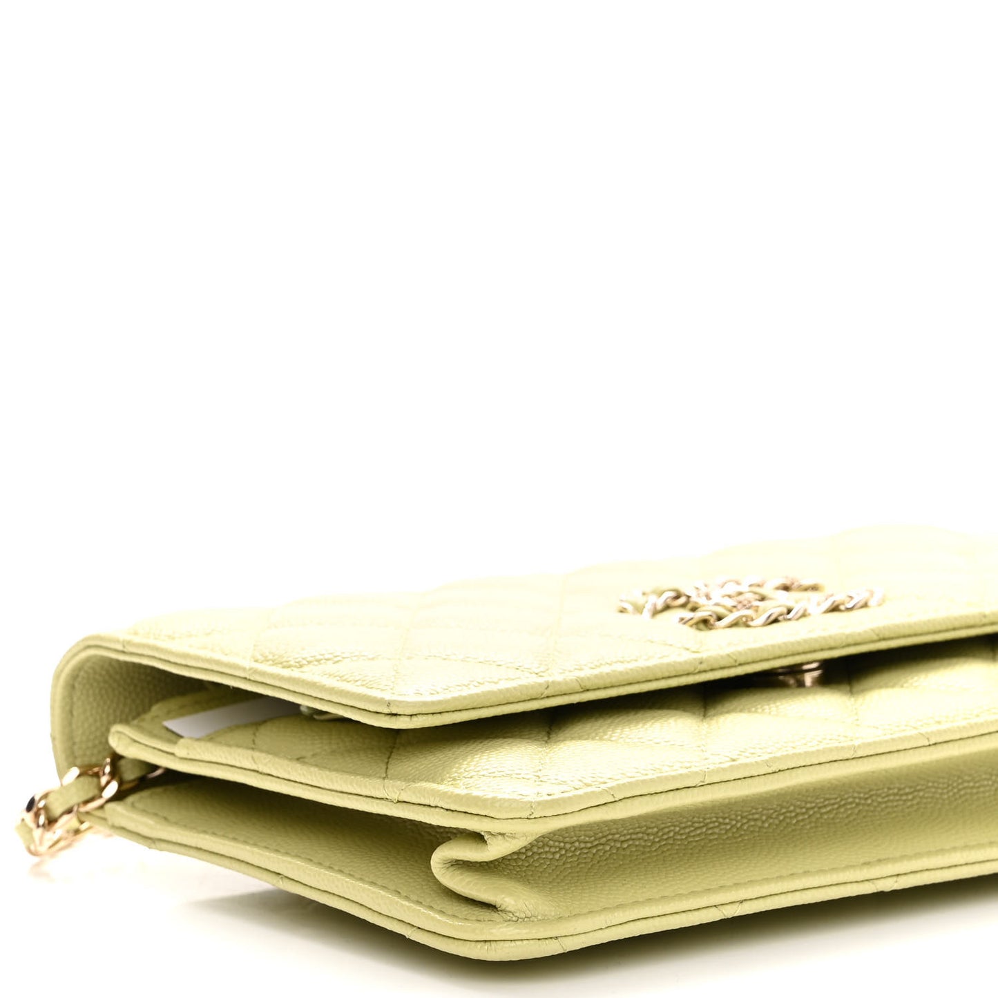 Caviar Quilted French New Wave Chain CC Wallet On Chain WOC Light Green