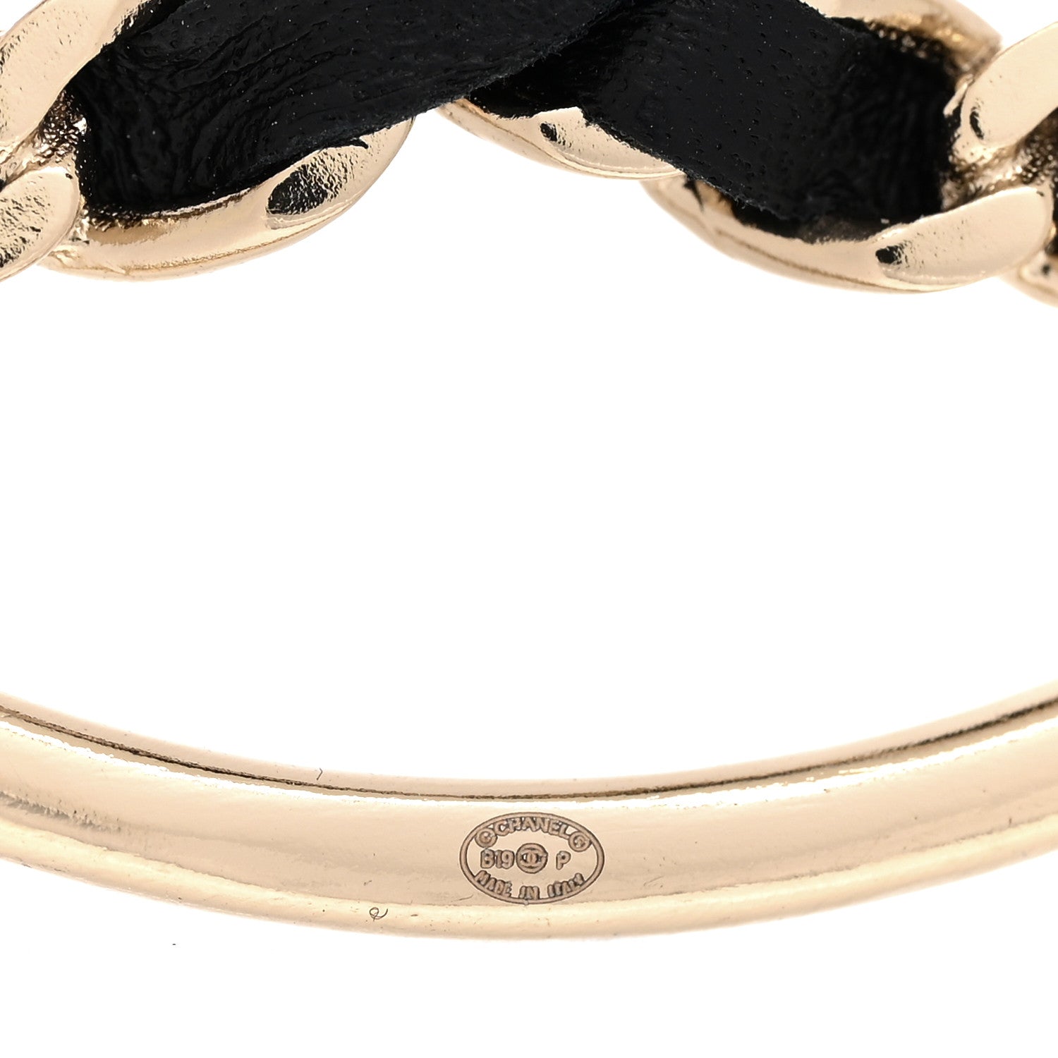 Chanel Lambskin Chain CC Round Brooch Black Gold 4 of 5