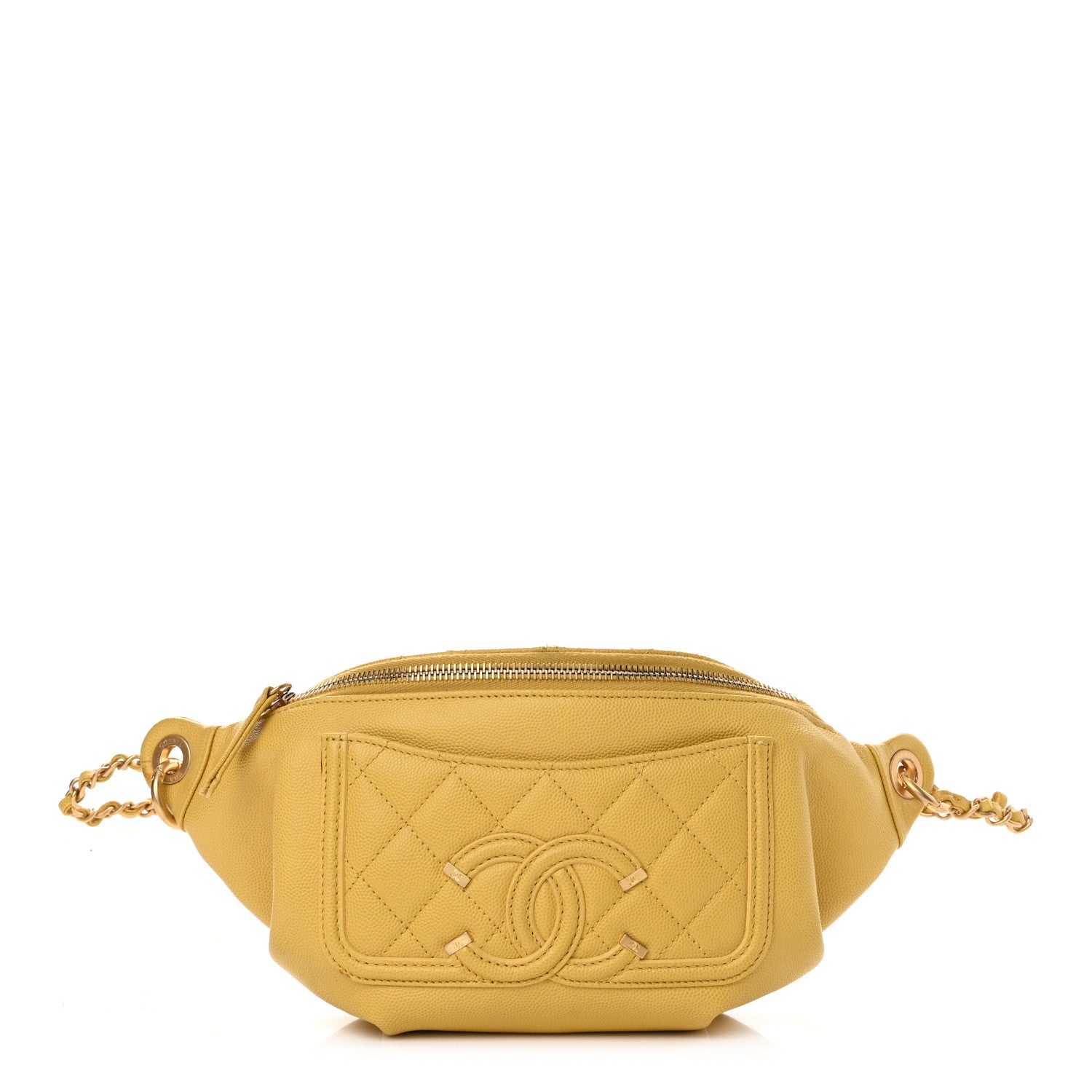 Chanel Caviar Quilted Filigree Waist Bag Yellow 1 of 15